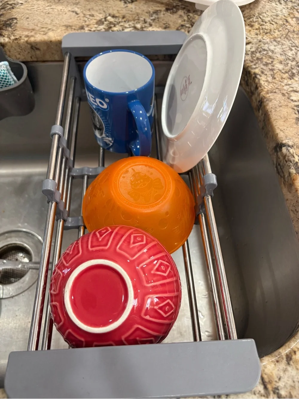 Gray Over-Sink Roll-Up Drying Rack with Stainless Steel Rods